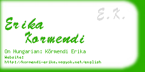 erika kormendi business card